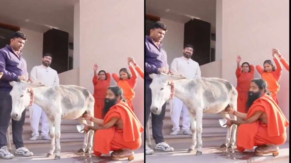 Baba Ramdev Tries Donkey Milk: Reveals Cleopatra’s Secret | WATCH