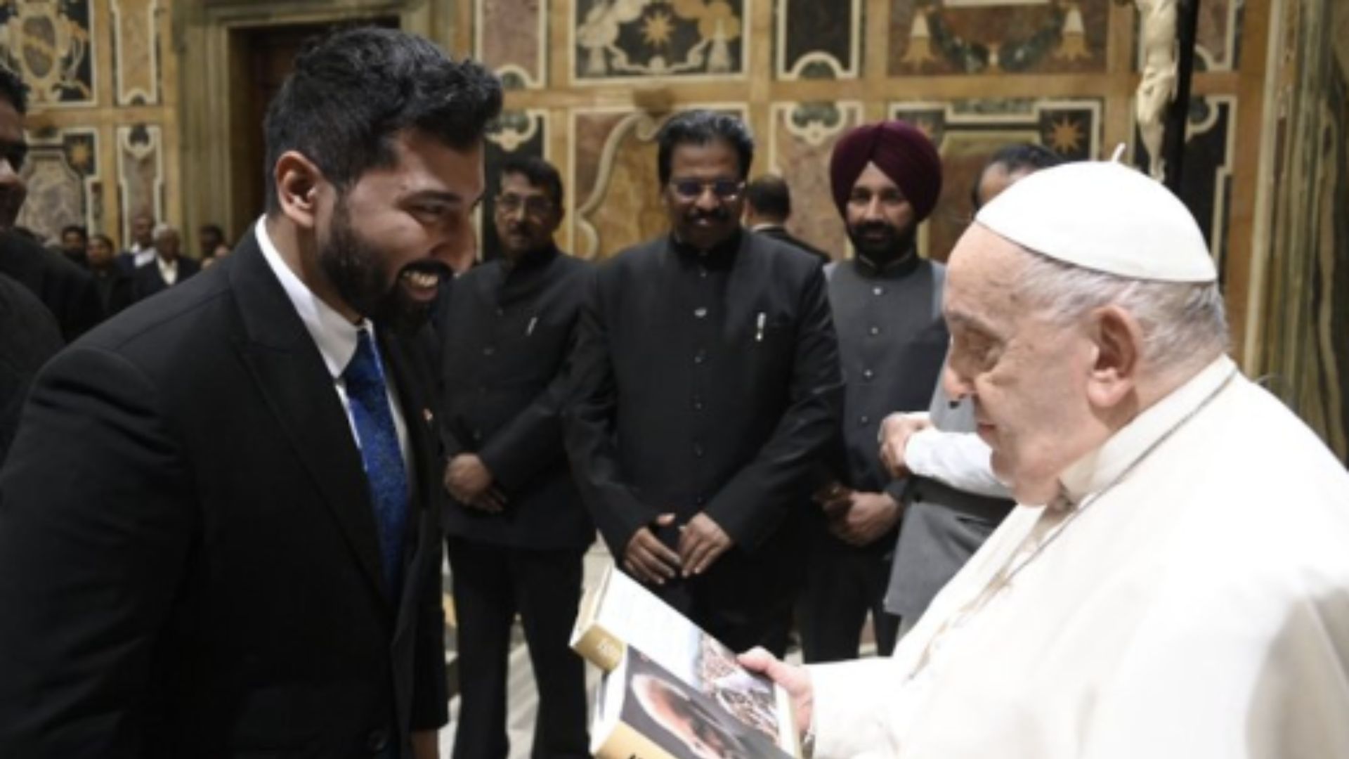 BlueKraft CEO Akhilesh Mishra Presents Publications On Modi’s Leadership To Pope Francis