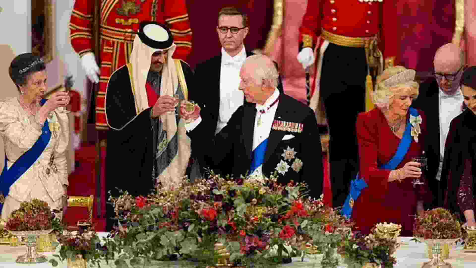 Princess Anne Forgets to Toast Emir of Qatar at Buckingham Palace Banquet | WATCH